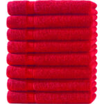 8er-Set Gästetücher, 30 x 50 cm, 100% luxuriöse Baumwolle, mit 2 Bordüren, rot