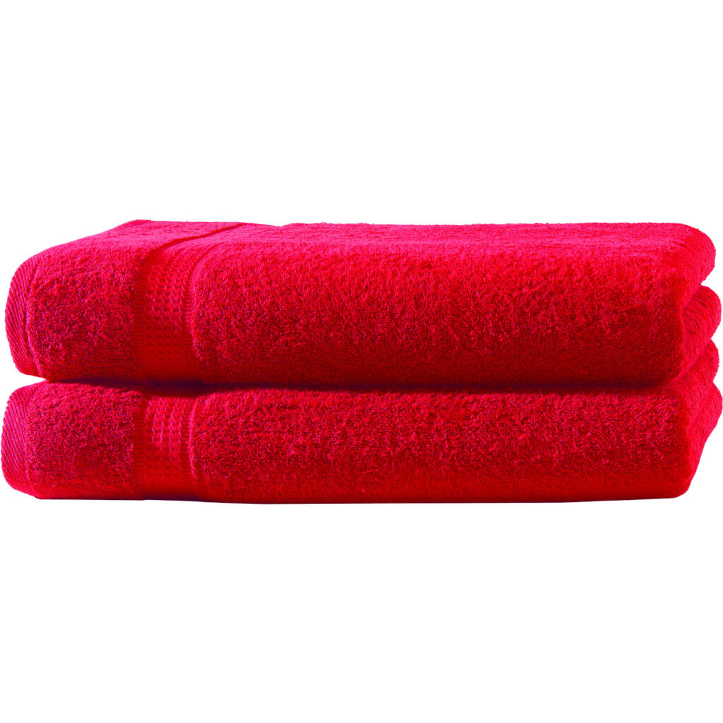 2er-Set Duschtücher, 70 x 140 cm, 100% luxuriöse Baumwolle, mit 2 Bordüren, rot 2er-Set Duschtücher, 70 x 140 cm, 100% luxuriöse Baumwolle, mit 2 Bordüren, rot