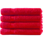 4er-Set Badetücher, 100 x 150 cm, 100% luxuriöse Baumwolle, mit 2 Bordüren, rot