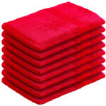 8er-Set Waschhandschuhe aus 100% Baumwolle, Frottee-Lappen mit Schlaufe, rot