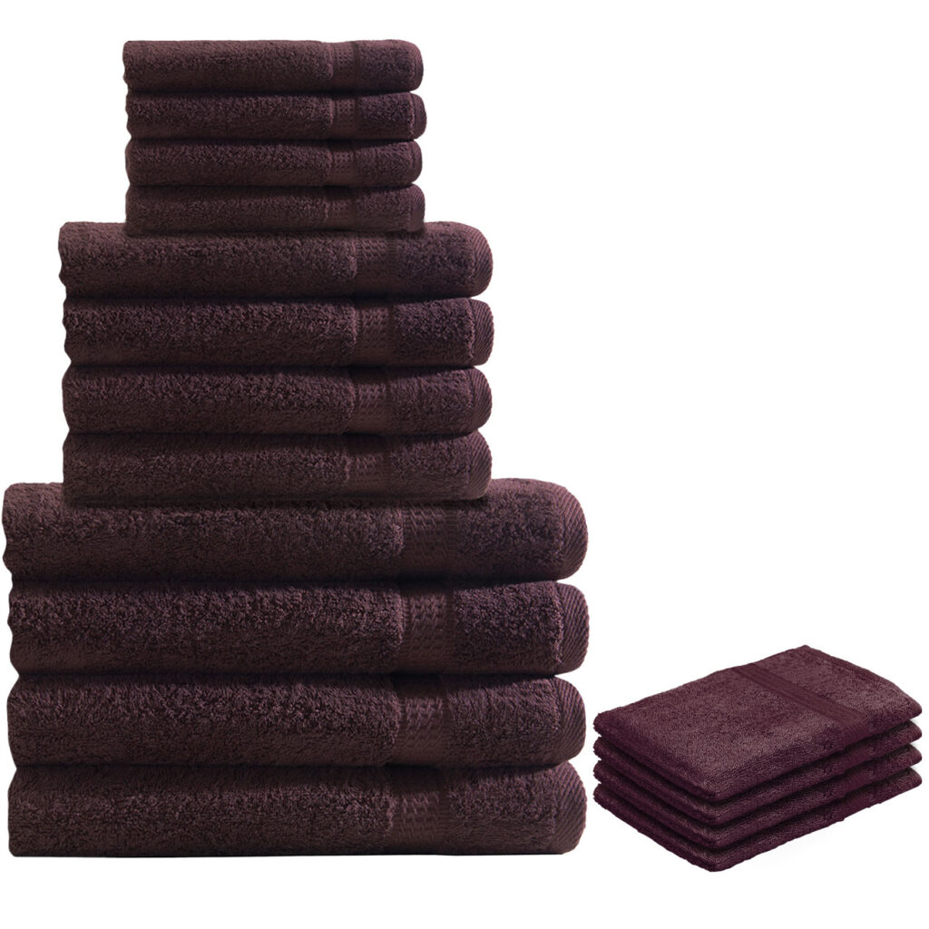 16-teiliges Handtuch-Set Frottee, je 4 Gäste-, Hand-, Duschtücher und Waschlappen, braun 16-teiliges Handtuch-Set Frottee, je 4 Gäste-, Hand-, Duschtücher und Waschlappen, braun