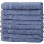 8er-Set Gästehandtücher, 50% Bambus & 50% Baumwolle, 30 x 50 cm, blau