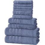 Handtuchset 12-teilig, 50% Bambus & 50% Baumwolle, blau