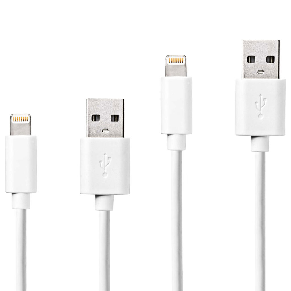 2er-Set iPhone Lightning Ladekabel, USB-A, Apple MFi zertifiziert, 1 m, weiss 2er-Set iPhone Lightning Ladekabel, USB-A, Apple MFi zertifiziert, 1 m, weiss