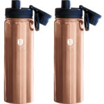 2er-Set Trinkflasche, Sportflasche, je 540 ml, Edelstahl, Farbe Rosé-Gold