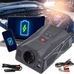 Kfz-Wechselrichter 12 auf 230 V mit 1 Steckdose & 2 USB Ladeports, 300/600 Watt