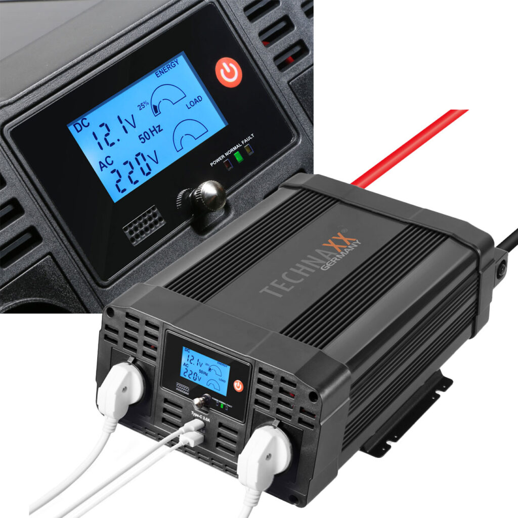 Kfz-Wechselrichter 12 auf 230 V mit 2 Steckdosen & 2 USB Ladeports, 2000/4000 Watt Kfz-Wechselrichter 12 auf 230 V mit 2 Steckdosen & 2 USB Ladeports, 2000/4000 Watt