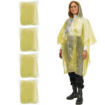 4er-Set Notfall Regenponcho mit Kapuze und Ärmeln, gelb, ca.