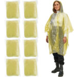 8er-Set Notfall Regenponcho mit Kapuze und Ärmeln, gelb, ca. 120cm