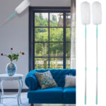 2er-Set Staubwedel mit Teleskop-Griff aus Aluminium, 115 – 160 cm, weiss/blau