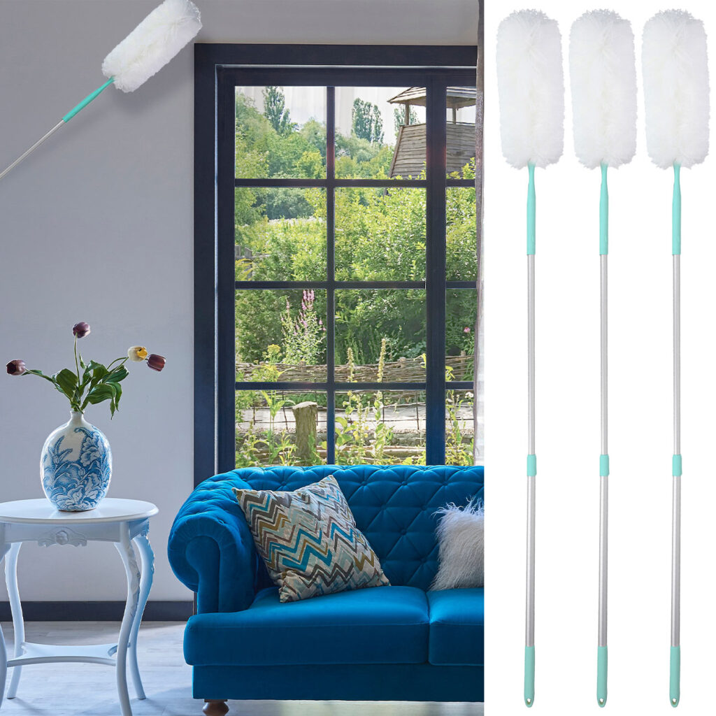 3er-Set Staubwedel mit Teleskop-Griff aus Aluminium, 115 – 10 cm, weiss/blau 3er-Set Staubwedel mit Teleskop-Griff aus Aluminium, 115 – 10 cm, weiss/blau