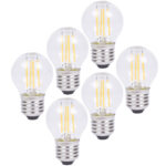 6er-Set LED-Filament-Lampe, G45, E27, 400 lm, 4 W, 2500 K, warmweiss