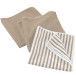 3 Geschirrtücher Mikrofaser, beige uni, Streifen, 40 x 40 cm