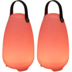 2er-Set Akku Tischlampe mit 4 Lichtmodi in weiss & 16 RGB-Farben, 26cm, IP44