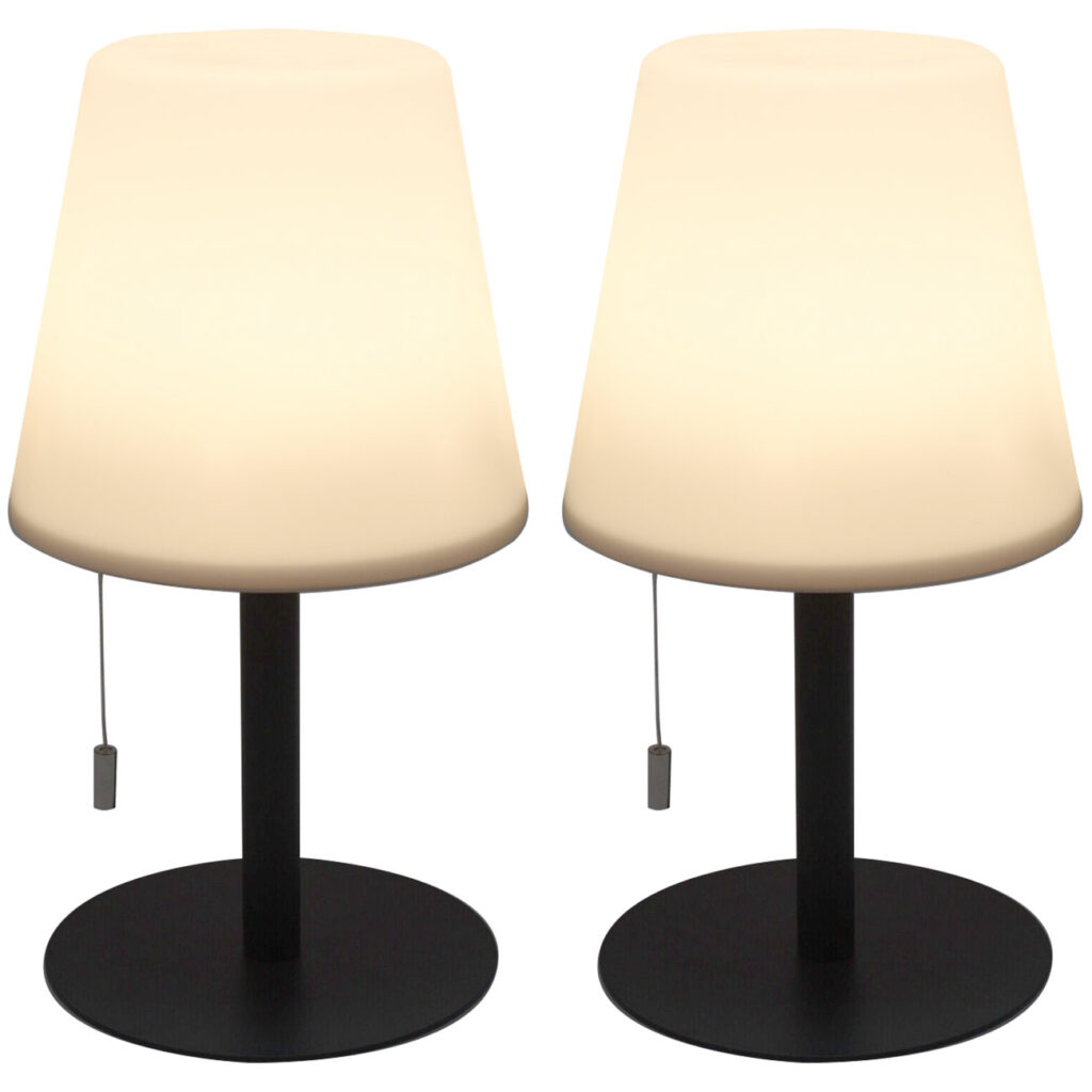 2er-Set Akku Tischlampe mit 4 Lichtmodi in weiss & bunt, 30cm, IP44 2er-Set Akku Tischlampe mit 4 Lichtmodi in weiss & bunt, 30cm, IP44