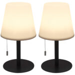 2er-Set Akku Tischlampe mit 4 Lichtmodi in weiss & bunt, 30cm, IP44