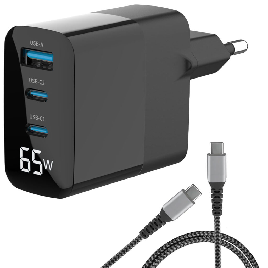 USB Ladegerät & Ladekabel, 3 Ports, Netzteil Notebook & MacBook komp., USB C & A, 65 W USB Ladegerät & Ladekabel, 3 Ports, Netzteil Notebook & MacBook komp., USB C & A, 65 W