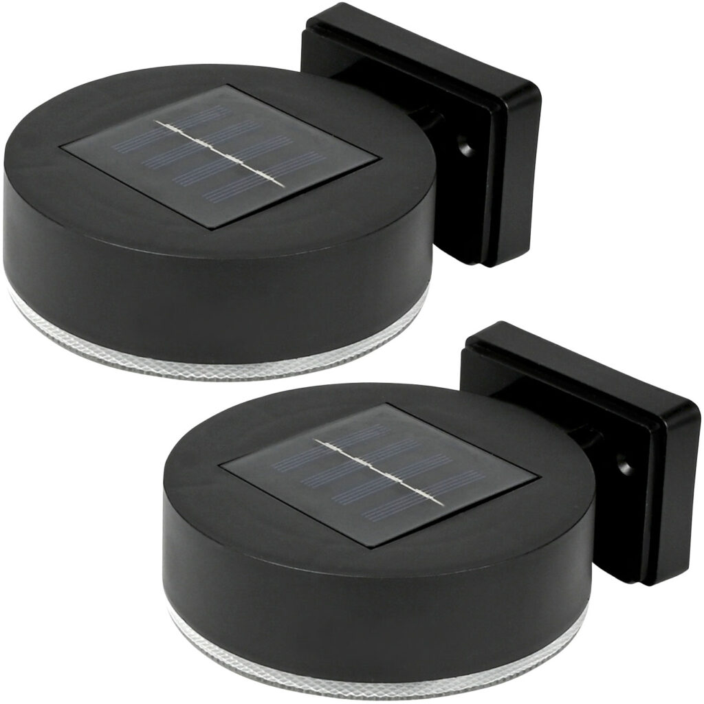 2er-Set Solar-Wandleuchte, rund, schwarz