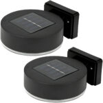 2er-Set Solar-Wandleuchte, rund, schwarz