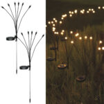2er-Set Solar-Gartenlampe Glühwürmchen mit 6 flexiblen Armen, inkl. Erdspiess