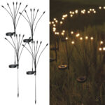 4er-Set Solar-Gartenlampe Glühwürmchen mit 6 flexiblen Armen, inkl. Erdspiess