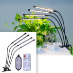 Vollspektrum LED-Pflanzenlampe mit 4 Schwanenhälse, 9 dimmbare Stufen & Timerfunktion