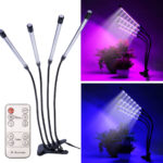 LED-Pflanzenlampe, 4-armig mit 360°-Schwanenhälsen, 3 Leuchtmodi, Dimmer & Timer