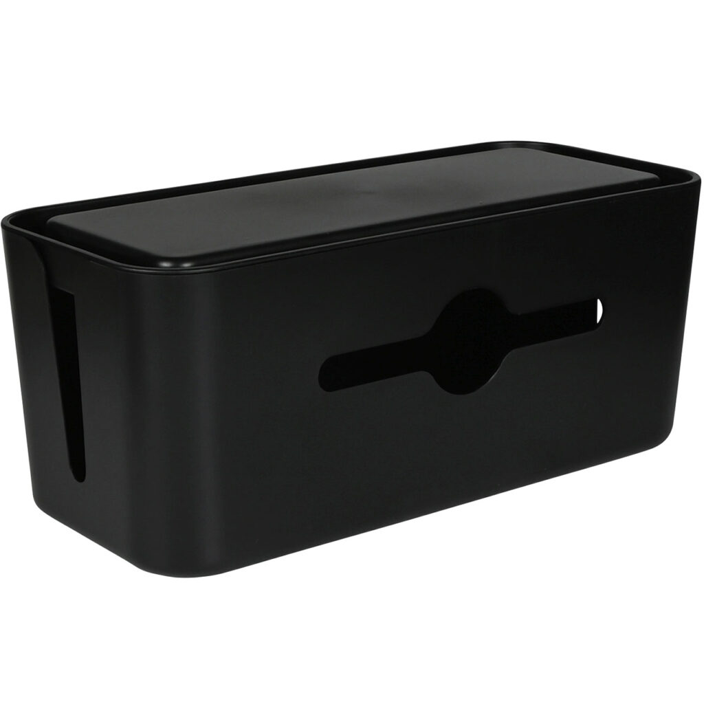 Kabelbox inkl. Tablet- & Handyhalterung, 31 x 13.5 x 13 cm, schwarz