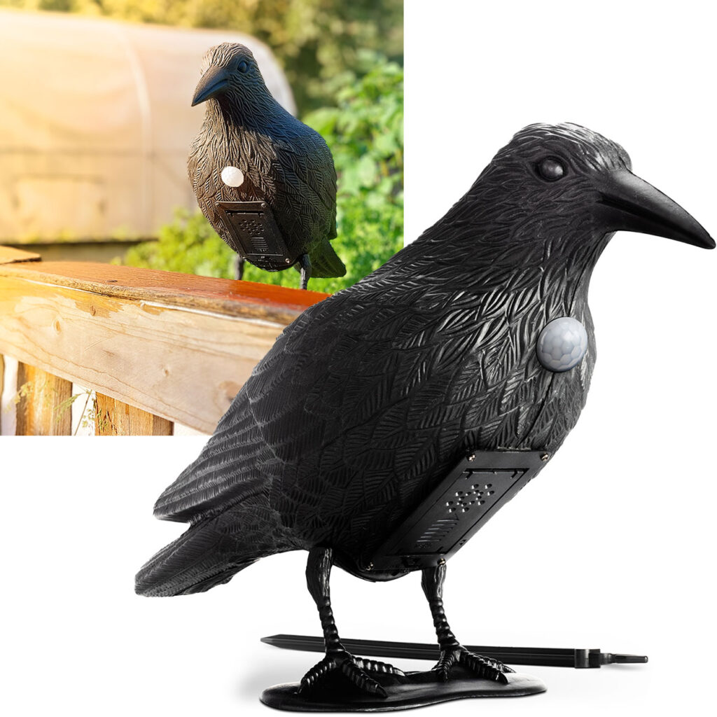 Vogelabwehr Krähe mit Soundeffekt, batteriebetrieben Vogelabwehr Krähe mit Soundeffekt, batteriebetrieben