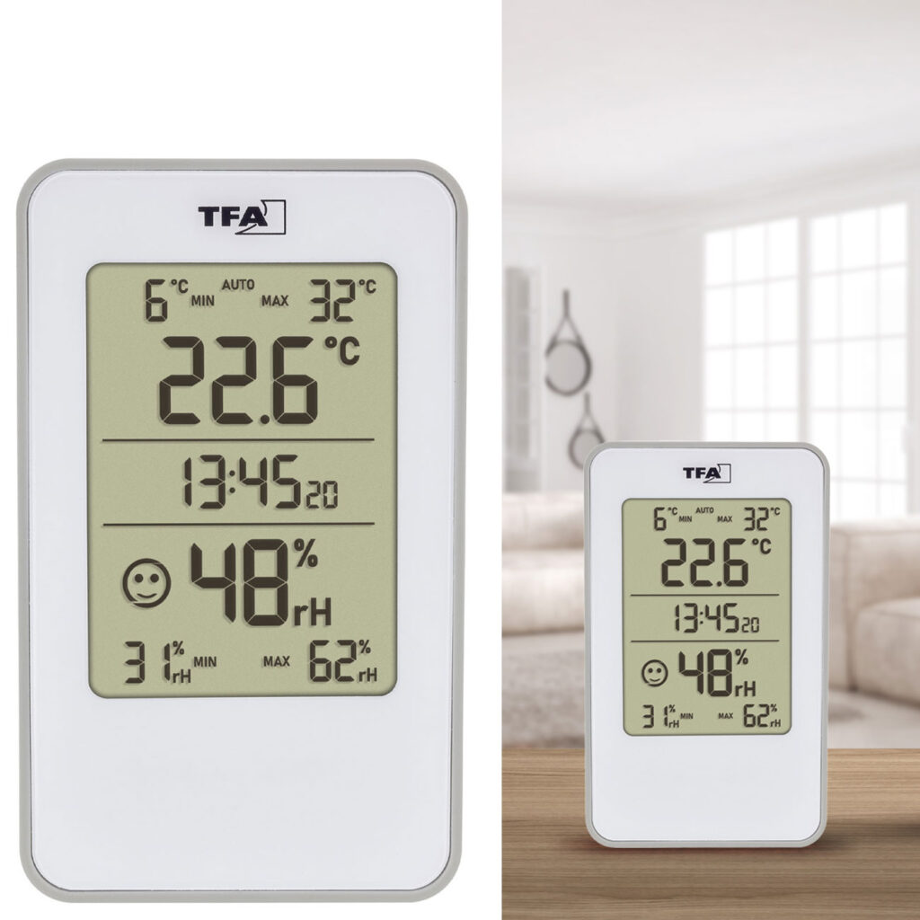 Digitales Thermo-/Hygrometer für Innenräume mit Komfortzonen-Anzeige Digitales Thermo-/Hygrometer für Innenräume mit Komfortzonen-Anzeige