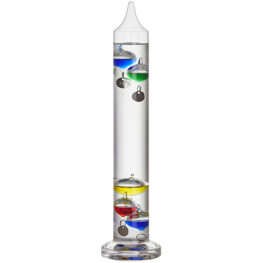 Flüssigkeitsthermometer aus Glas, Galileo Galilei, H 33 cm Flüssigkeitsthermometer aus Glas, Galileo Galilei, H 33 cm
