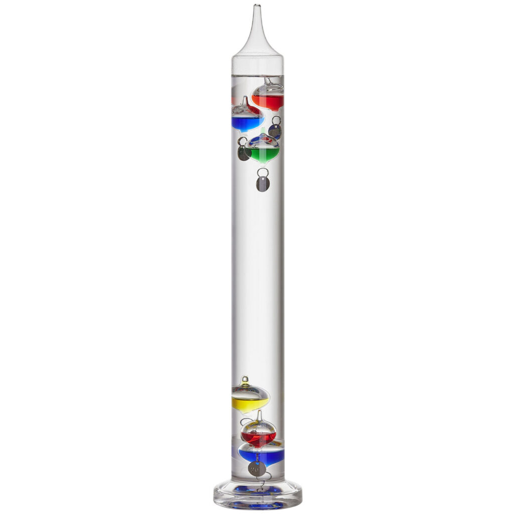 Flüssigkeitsthermometer aus Glas, Galileo Galilei, H 44 cm Flüssigkeitsthermometer aus Glas, Galileo Galilei, H 44 cm