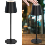 Moderne LED Tischleuchte, Touch-Steuerung, schwarz, IP44