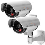 2er-Set Überwachungskamera Attrappe mit Signal-LED, Dummy, grau