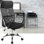 Drehbarer Bürostuhl mit Armlehnen, Netzstoff,  schwarz