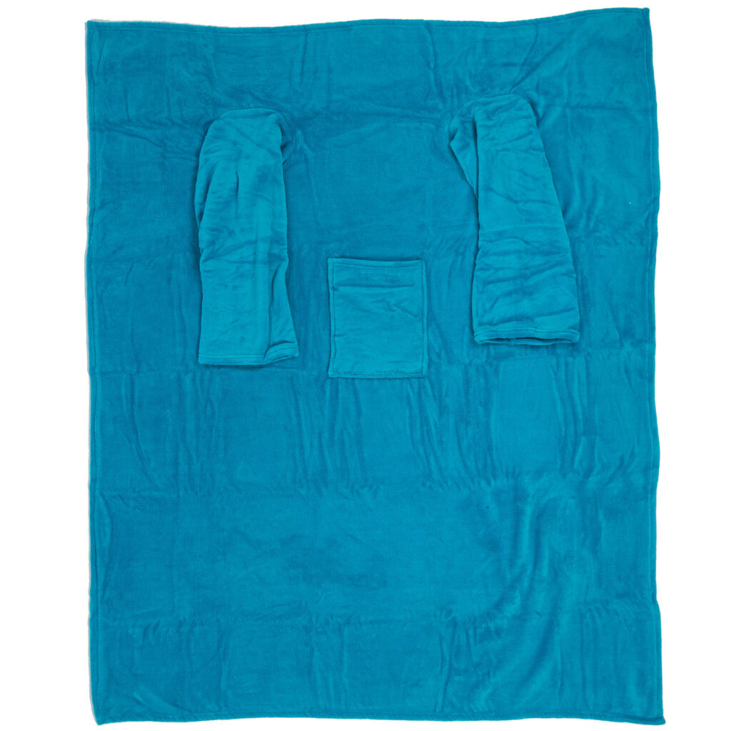 Kuscheldecke mit Ärmeln & Tasche, türkis