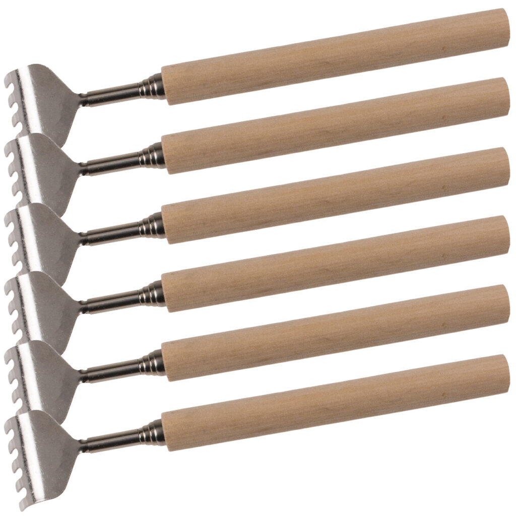 6er-Set Teleskop-Rückenkratzer mit Holz-Griff, 17 – 52 cm