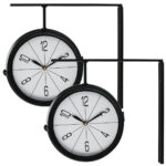 2er-Set Wanduhr im Bahnhofsuhr-Design, doppelseitig, Ø 20cm