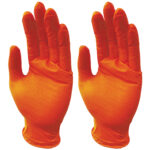 Nitrilkautschuk Handschuhe mit Diamantenstruktur, 100 Stk., Grösse XL, orange