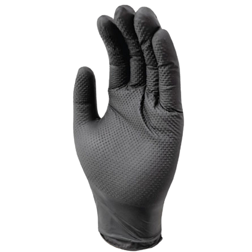 Nitrilkautschuk Handschuhe mit Diamantenstruktur, 50 Stk., Grösse L, schwarz Nitrilkautschuk Handschuhe mit Diamantenstruktur, 50 Stk., Grösse L, schwarz