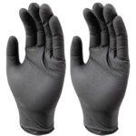Nitrilkautschuk Handschuhe mit Diamantenstruktur, 100 Stk., Grösse L, schwarz