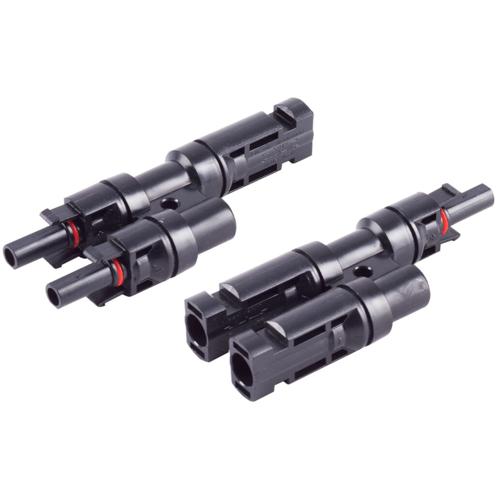 Y-Stecker-Adapter Set, 2/1, MC4-komp., IP68, 1.5kV, schwarz Y-Stecker-Adapter Set, 2/1, MC4-komp., IP68, 1.5kV, schwarz