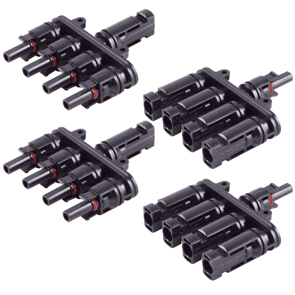 T-Stecker-Adapter Set, 4/1, MC4-komp., IP68, 1.5kV, schwarz T-Stecker-Adapter Set, 4/1, MC4-komp., IP68, 1.5kV, schwarz