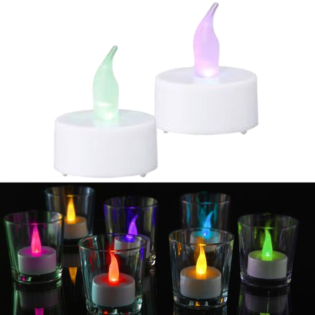 Flackerndes LED-Teelicht mit Farbwechsel, 2 Stück, inkl. 6h Timer, Ø 4cm Flackerndes LED-Teelicht mit Farbwechsel, 2 Stück, inkl. 6h Timer, Ø 4cm