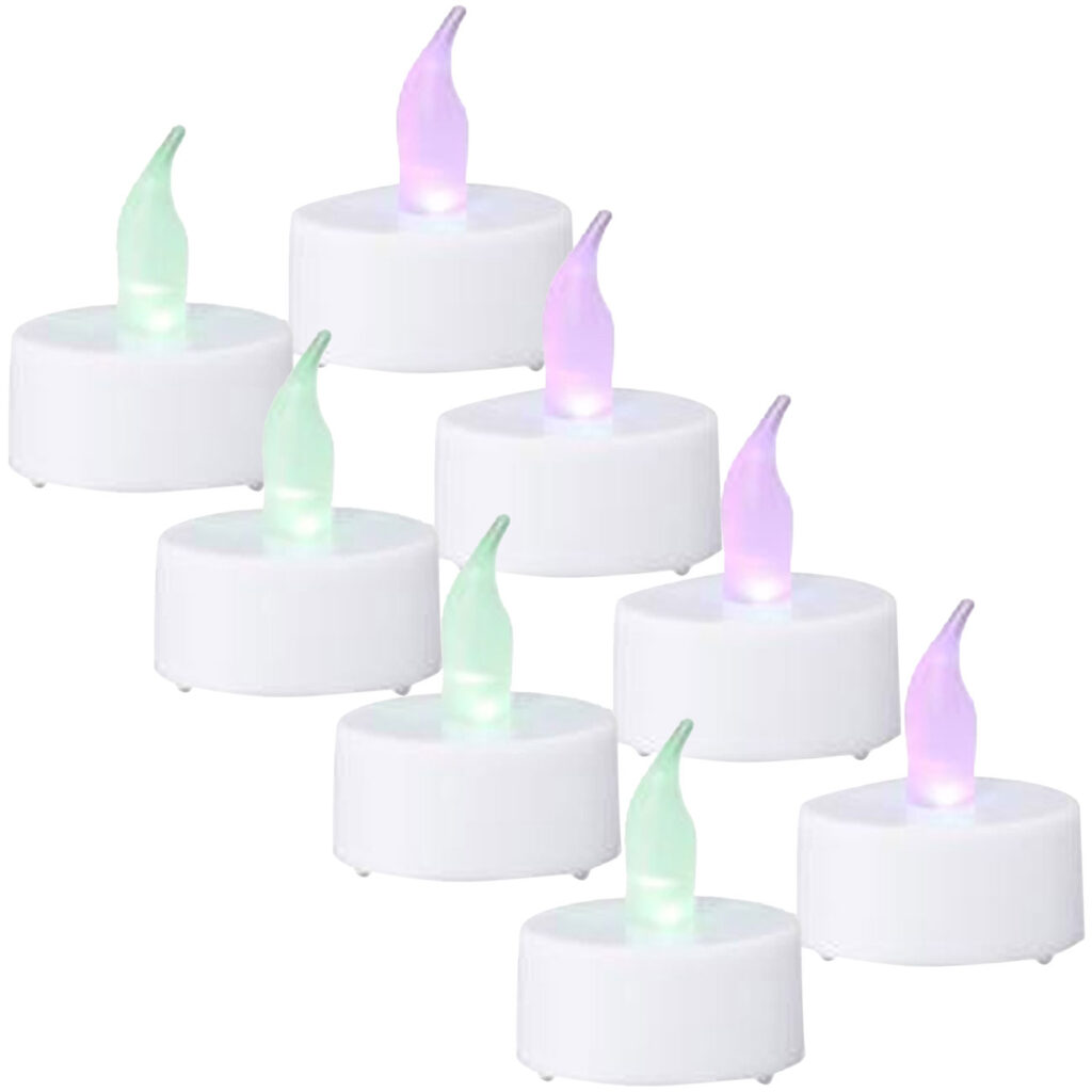 Flackerndes LED-Teelicht mit Farbwechsel, 8 Stück, inkl. 6h Timerfunktion, Ø 4cm Flackerndes LED-Teelicht mit Farbwechsel, 8 Stück, inkl. 6h Timerfunktion, Ø 4cm