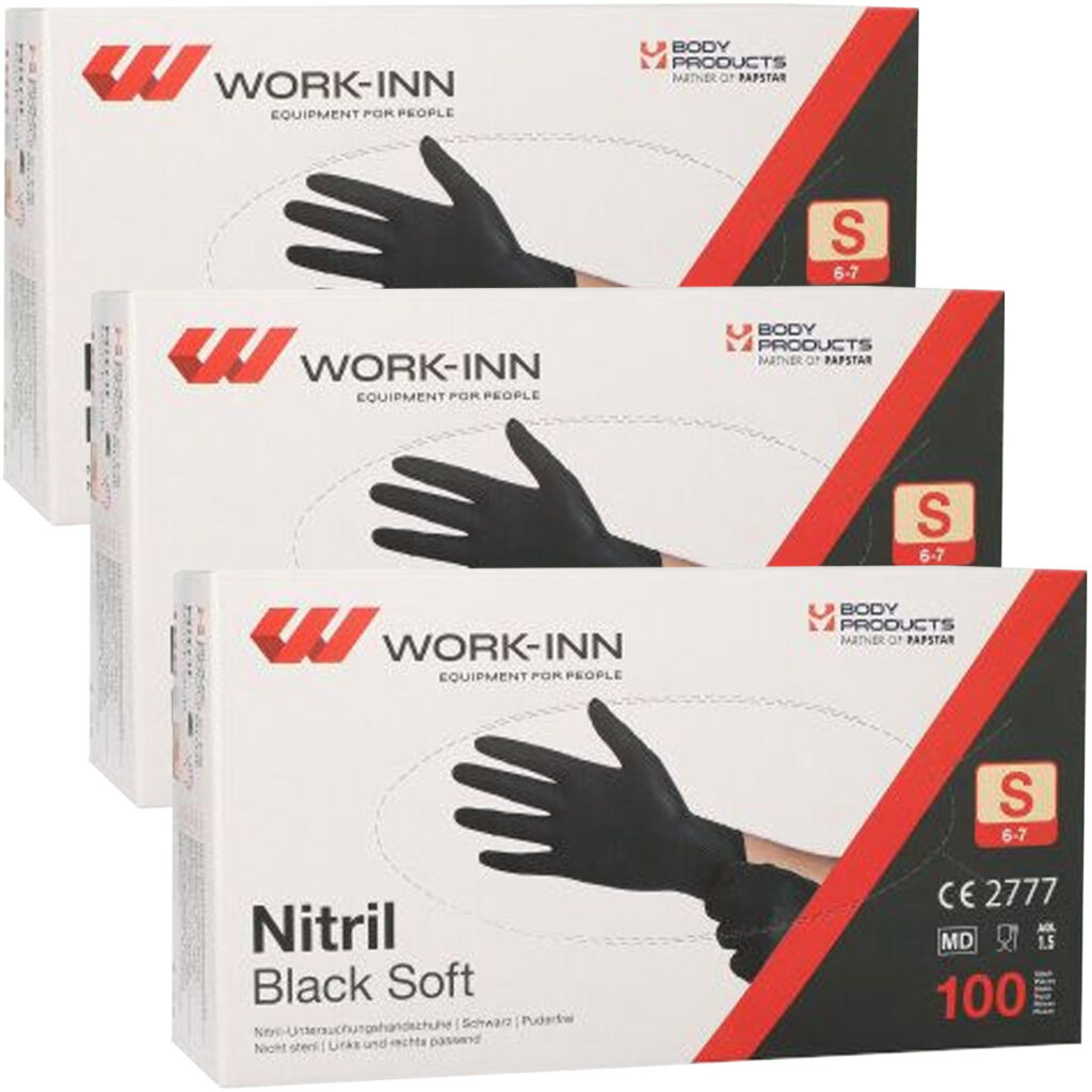 Einweg-Nitril-Handschuhe, puderfrei, 300 Stk., Grösse S, schwarz Einweg-Nitril-Handschuhe, puderfrei, 300 Stk., Grösse S, schwarz