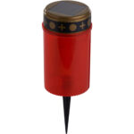 Solar LED-Grabkerze mit Erdspiess, rot