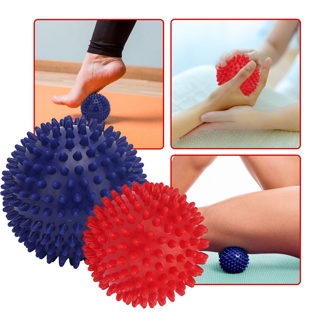 2 Massagebälle mit Noppen für Reflexzonenmassage