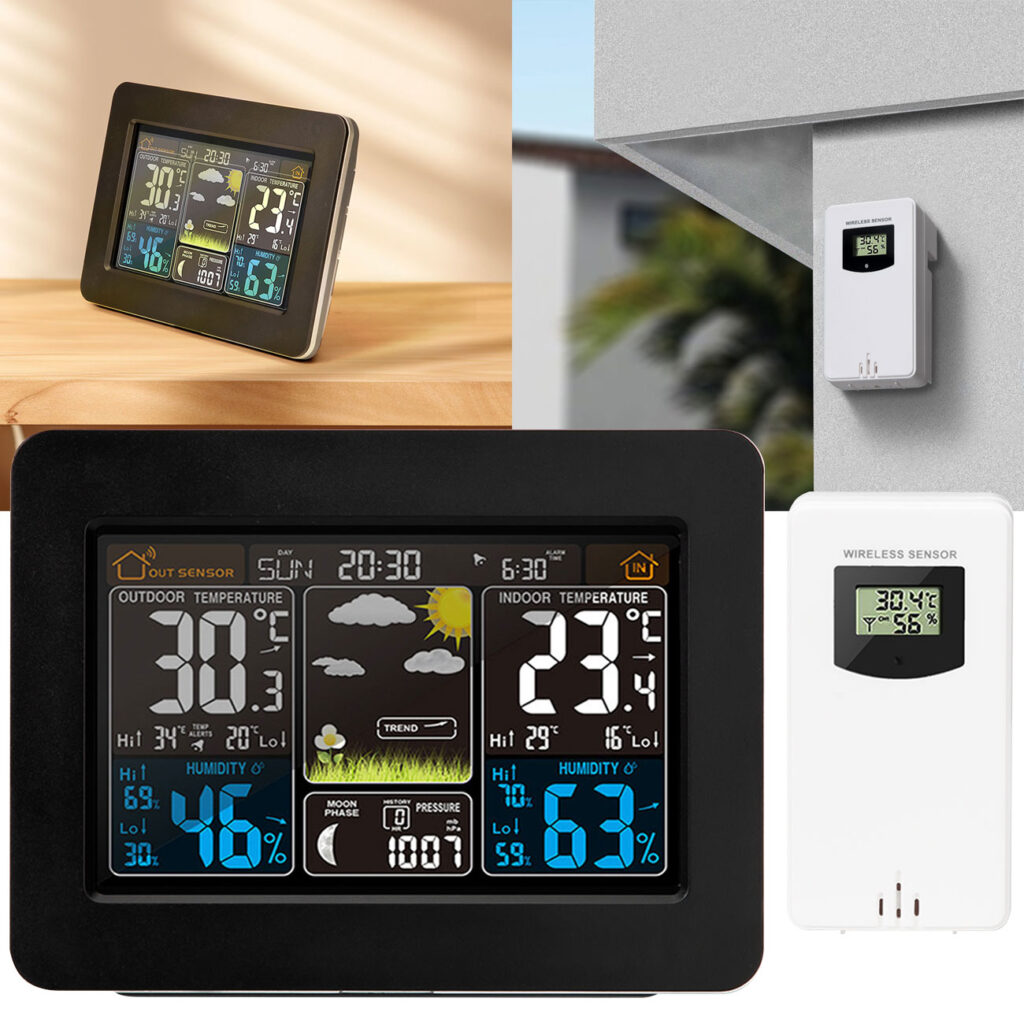 Wetterstation mit LCD-Farbdisplay und Funk-Aussensensor, DCF-Funkuhr Wetterstation mit LCD-Farbdisplay und Funk-Aussensensor, DCF-Funkuhr