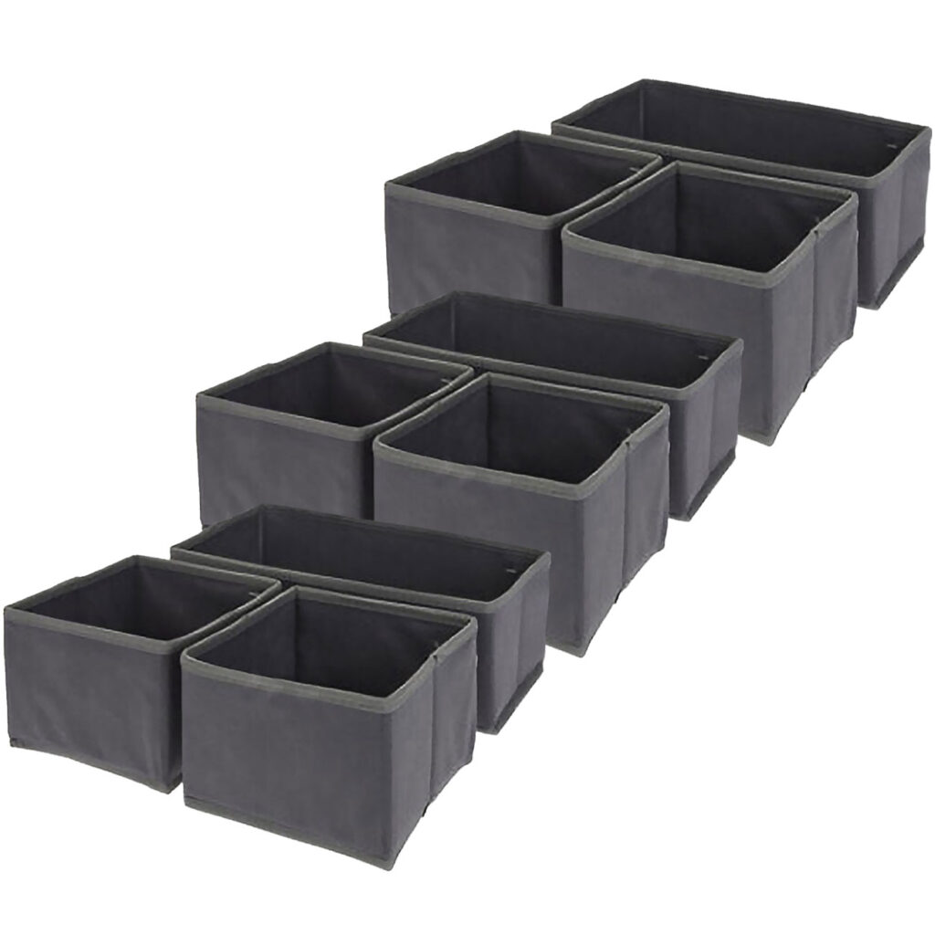 3er-Set Schubladen Organizer, 3-tlg., Ordnungsboxen, dunkelgrau 3er-Set Schubladen Organizer, 3-tlg., Ordnungsboxen, dunkelgrau